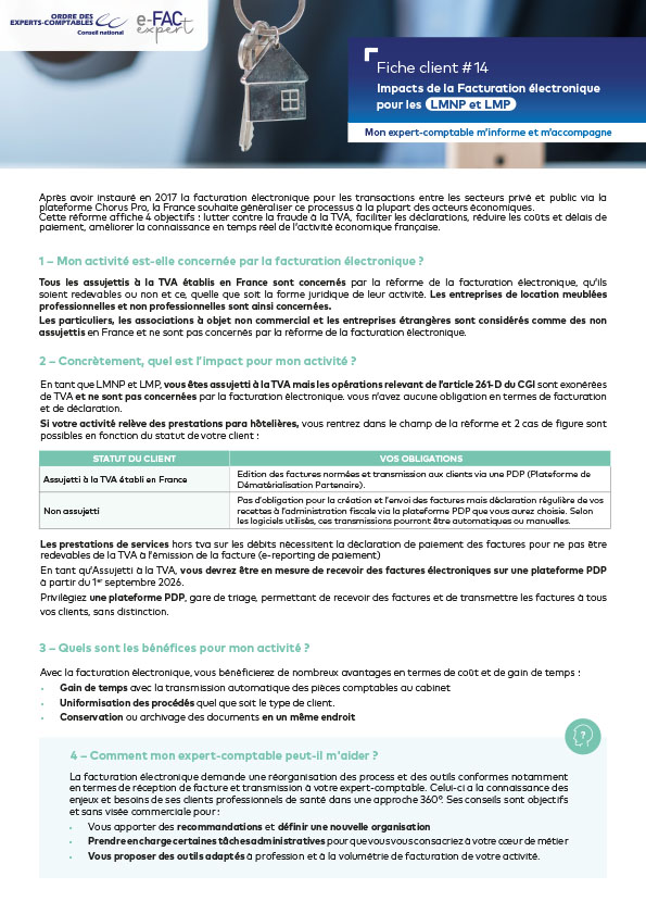 Impacts de la Facturation �lectronique pour les LMNP et LMP